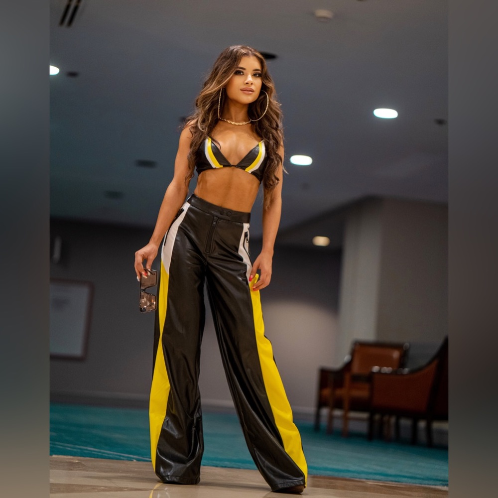 Two piece faux leather pretty little thing outfit